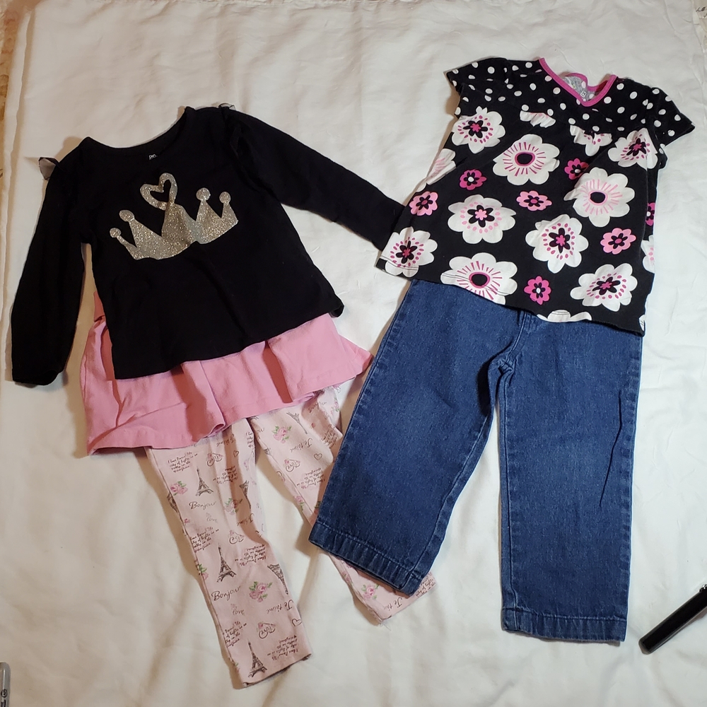 Okie Dokie Black and Pink Baby Girl 24M Matching Sets